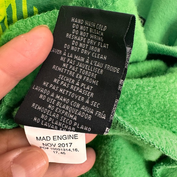 Mad Engine Hoodie w/ Hat & Mask Full‎ Zip Jacket Green St Patrick's Day Child XL - Picture 11 of 11